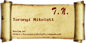 Toronyi Nikolett névjegykártya